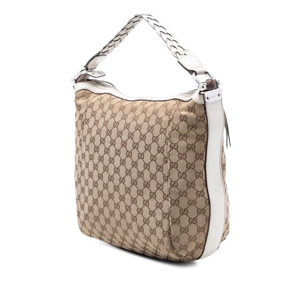 Gucci GG Canvas Bamboo Bar Hobo Beige Canvas Good condition - Back View