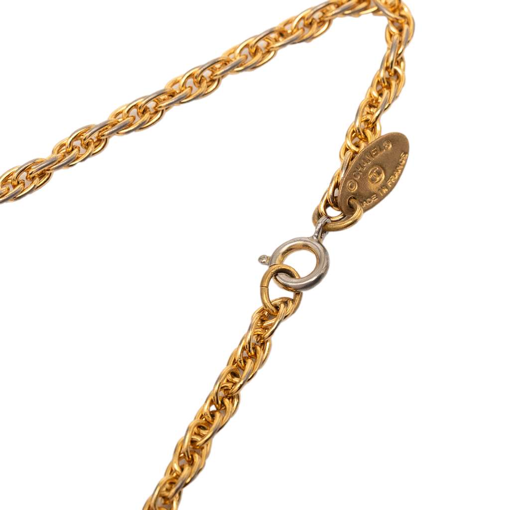 Chanel CC Gold Plated Strass Pendant Necklace Gold Metal Good condition - Inside View