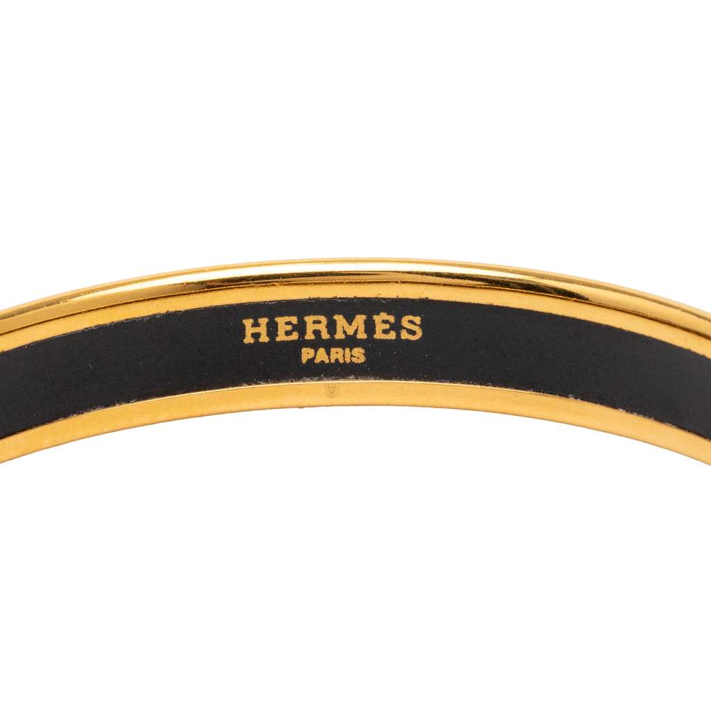 Hermès Narrow Floral and Wheat Enamel Bangle 62 Red Good condition - Box View