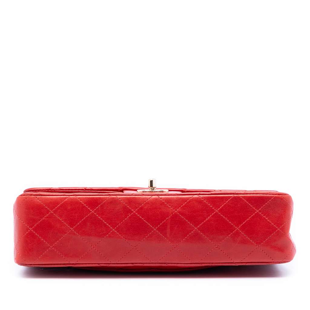 Chanel Medium Classic Lambskin Double Flap Red Leather Good condition - Inside View