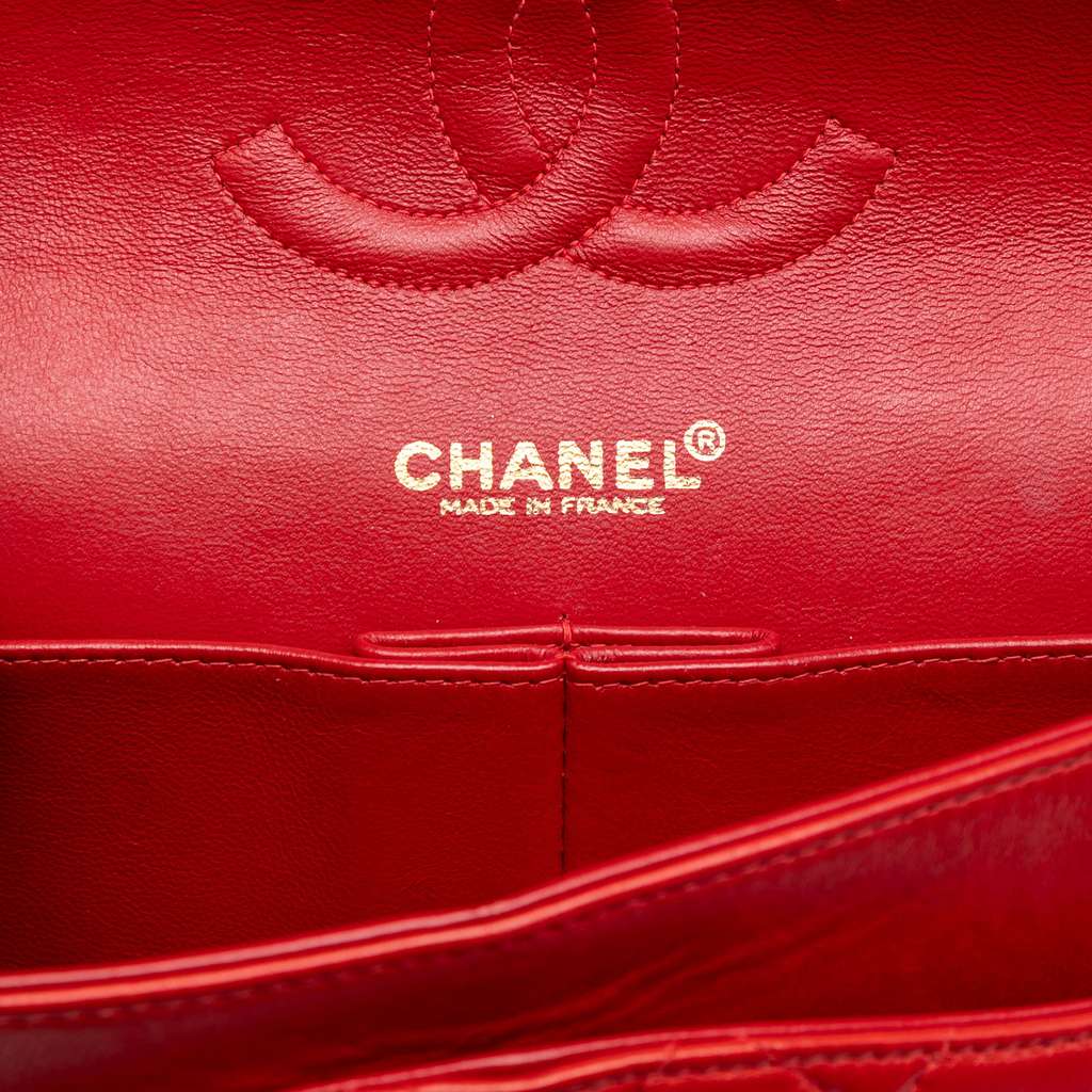 Chanel Medium Classic Lambskin Double Flap Red Leather Good condition - Box View