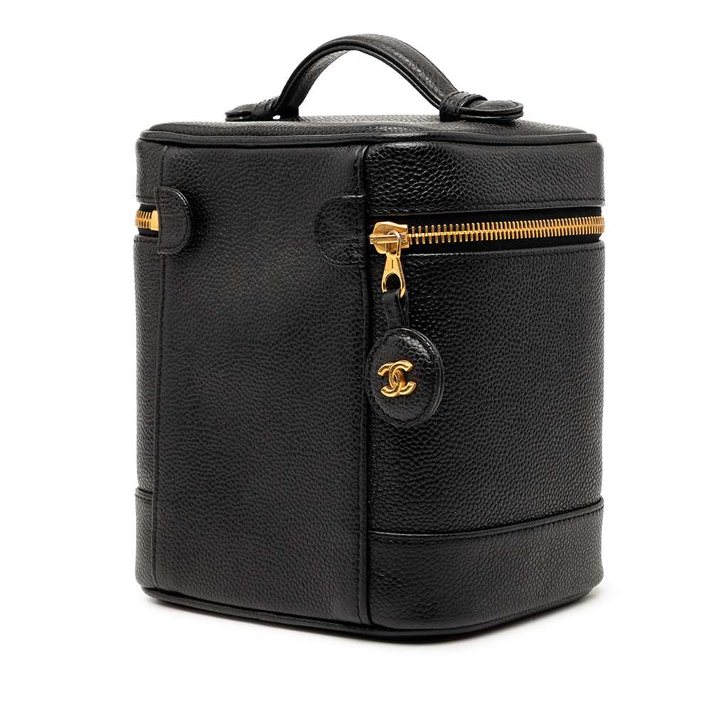 Chanel CC Caviar Vanity Bag Black Leather Good condition - Back View