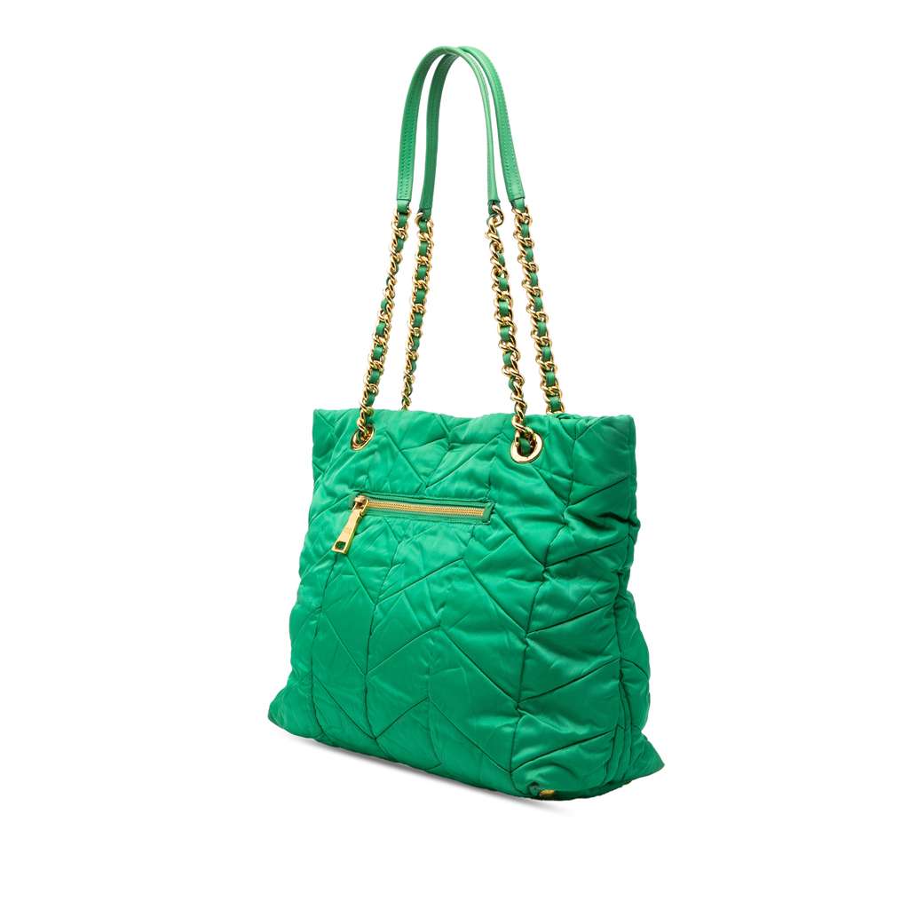 Prada Impuntu Tessuto Chain Tote Green Good condition - Back View