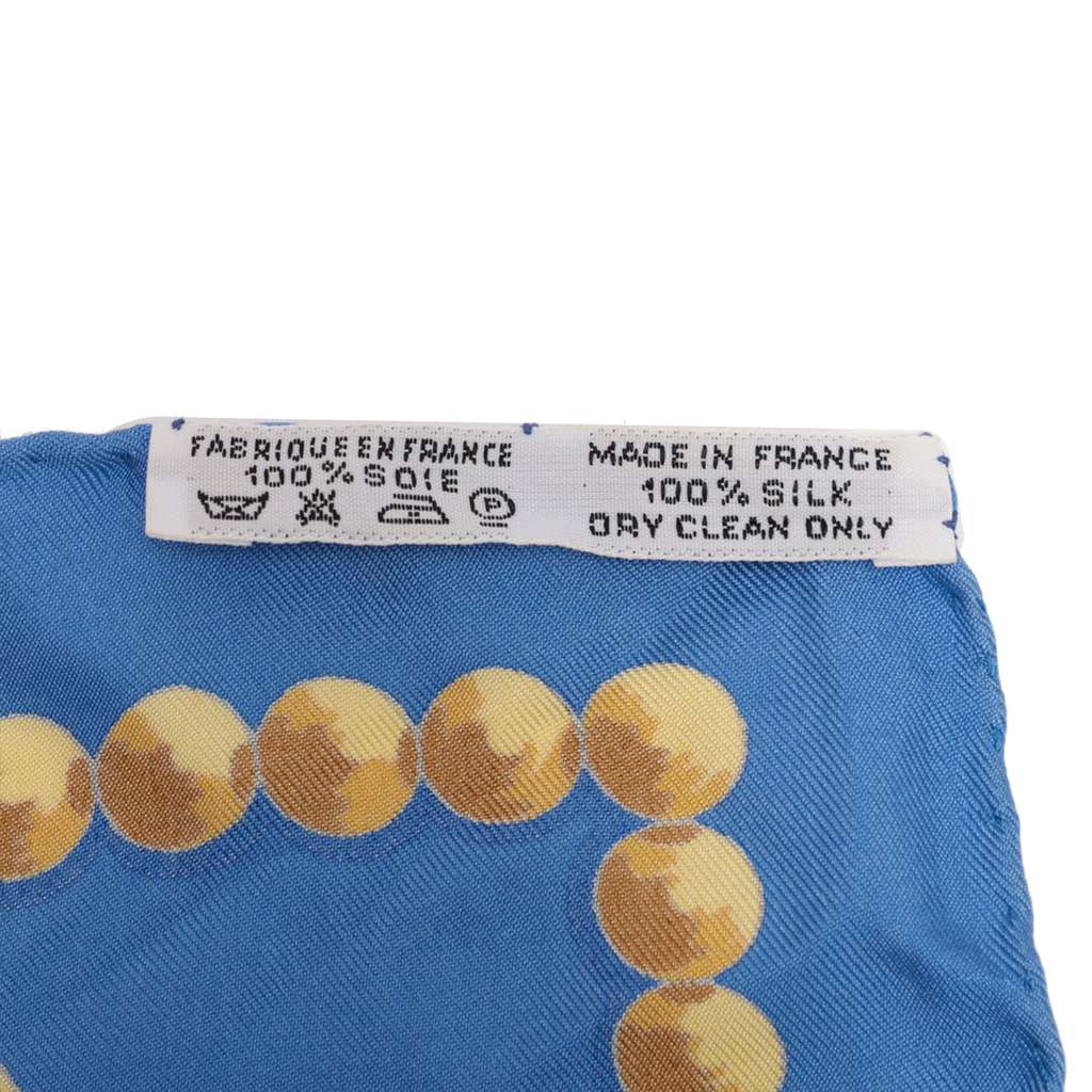 Hermès Cuillers D Afrique Silk Scarf 90 Blue Silk Good condition - Inside View