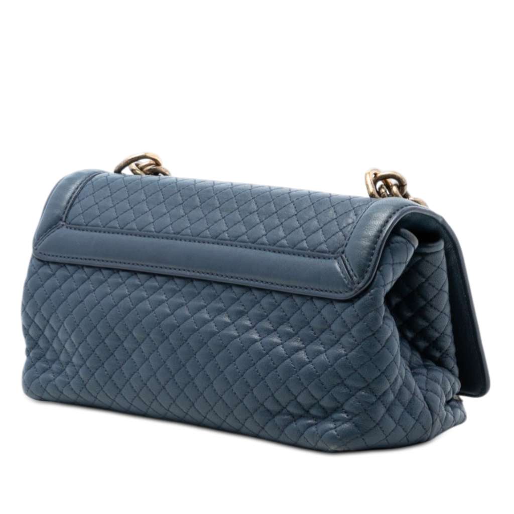 Bottega Veneta Quilted Leather Olimpia Knot Shoulder Bag Blue Leather Good condition - Back View