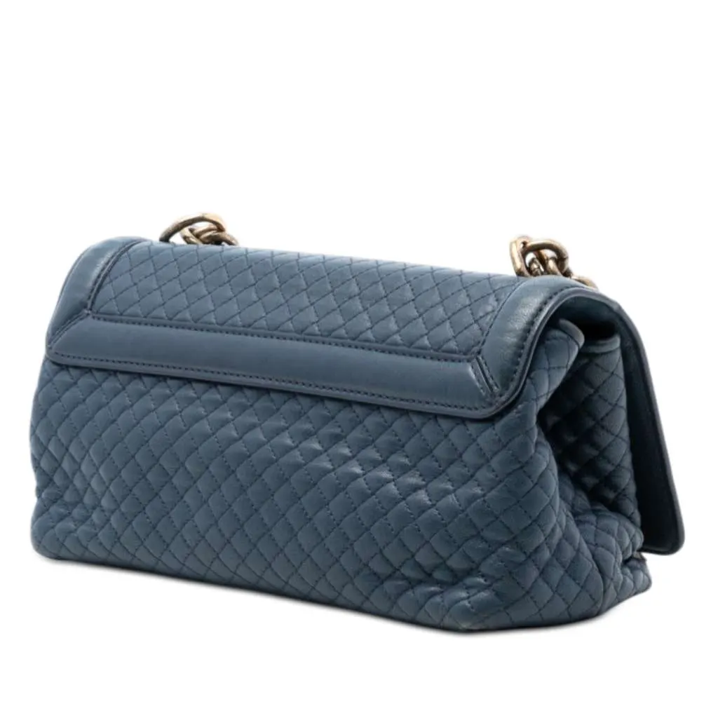 Bottega Veneta Quilted Leather Olimpia Knot Shoulder Bag Blue Leather Very good - Back View