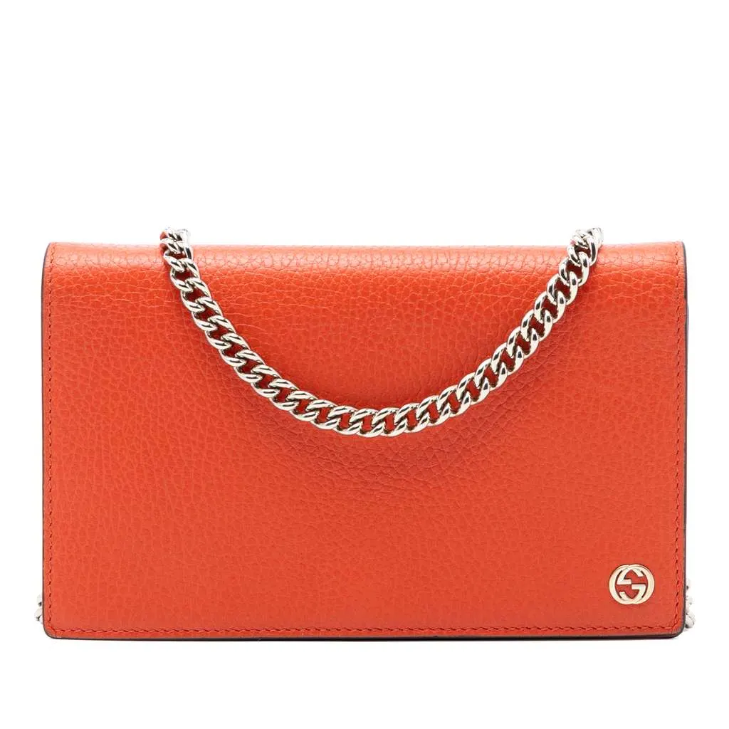 Gucci Leather Betty Wallet on Chain Orange Leather Very good - Front View