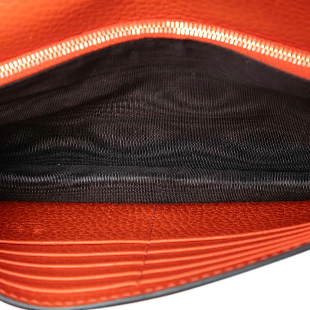 Gucci Leather Betty Wallet on Chain Orange Leather Very good - Model View