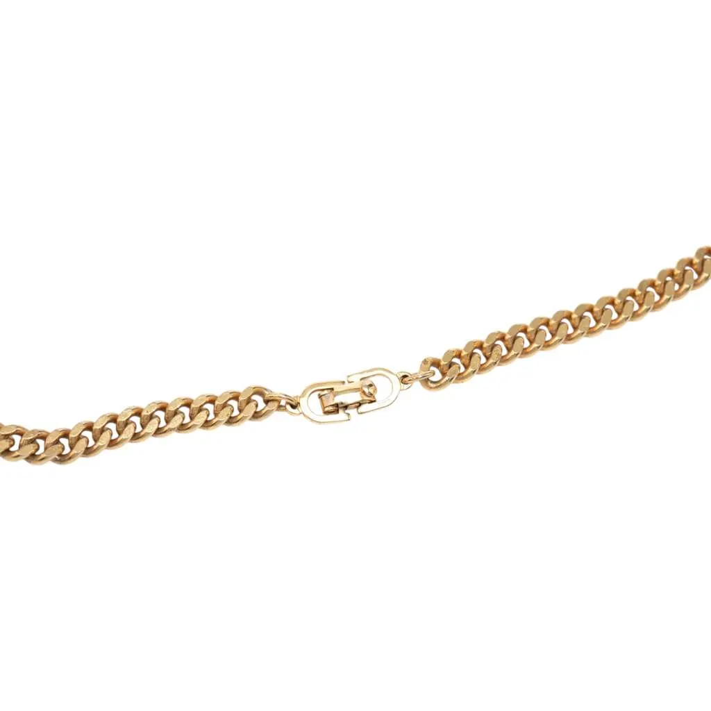 Dior Gold Plated CD Logo Chain Necklace Gold Metal Good - Back View