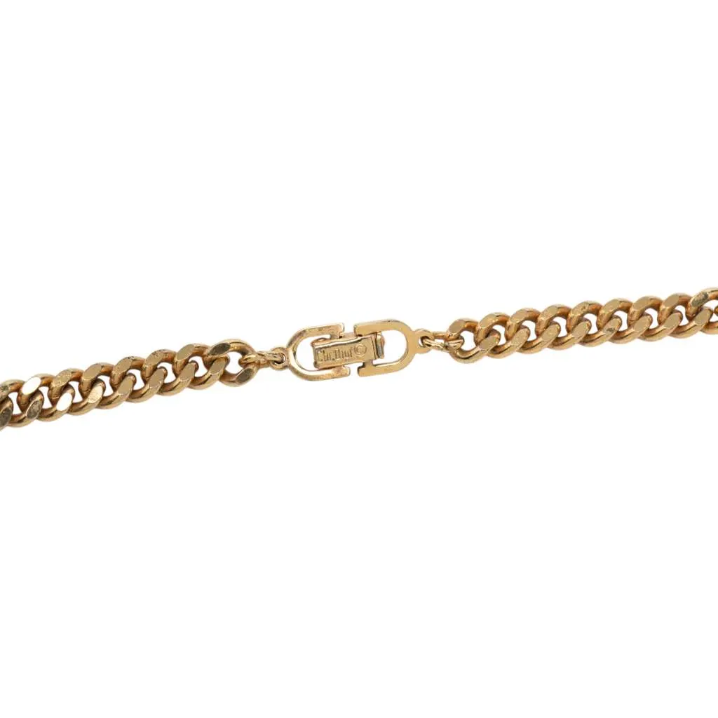 Dior Gold Plated CD Logo Chain Necklace Gold Metal Good - Inside View