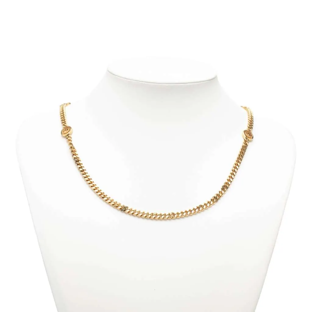 Dior Gold Plated CD Logo Chain Necklace Gold Metal Good - Box View