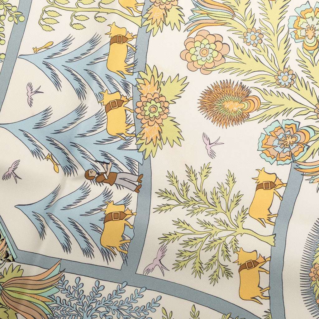Hermès Decoupages Silk Scarf White Silk Good condition - Inside View
