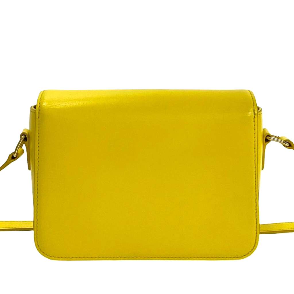 Celine Teen Shiny Calfskin Triomphe Crossbody Yellow Leather Good condition - Back View