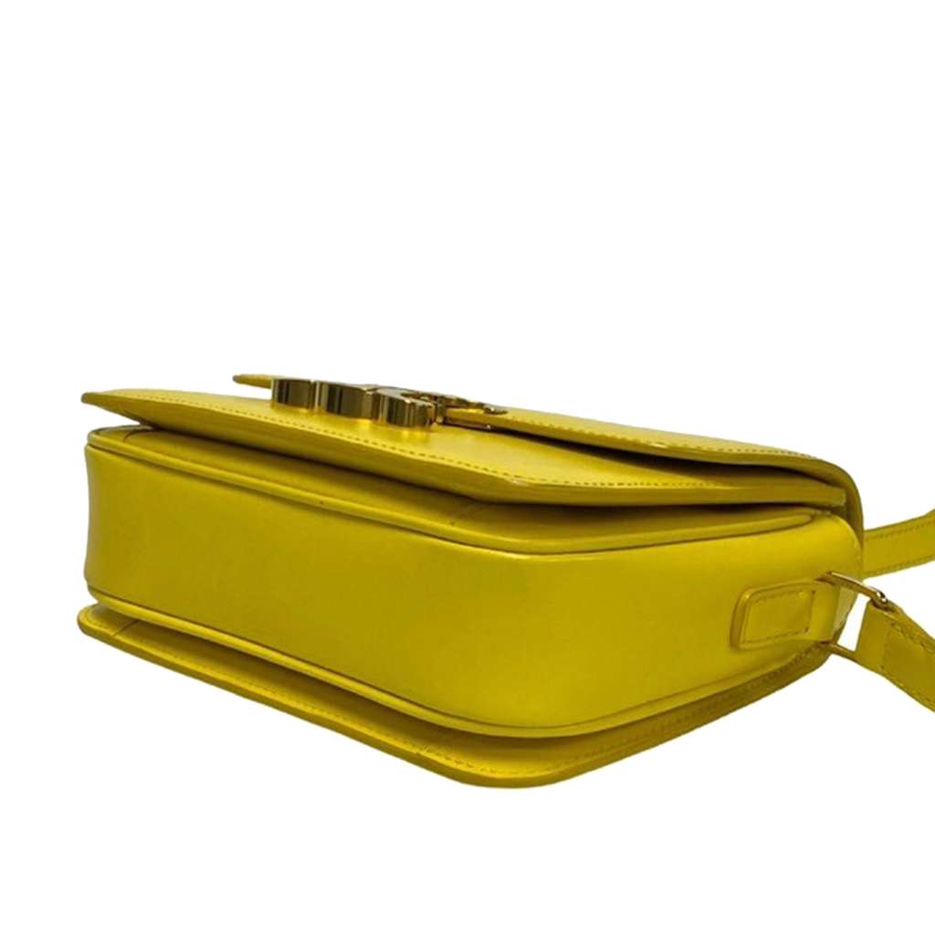 Celine Teen Shiny Calfskin Triomphe Crossbody Yellow Leather Good condition - Model View