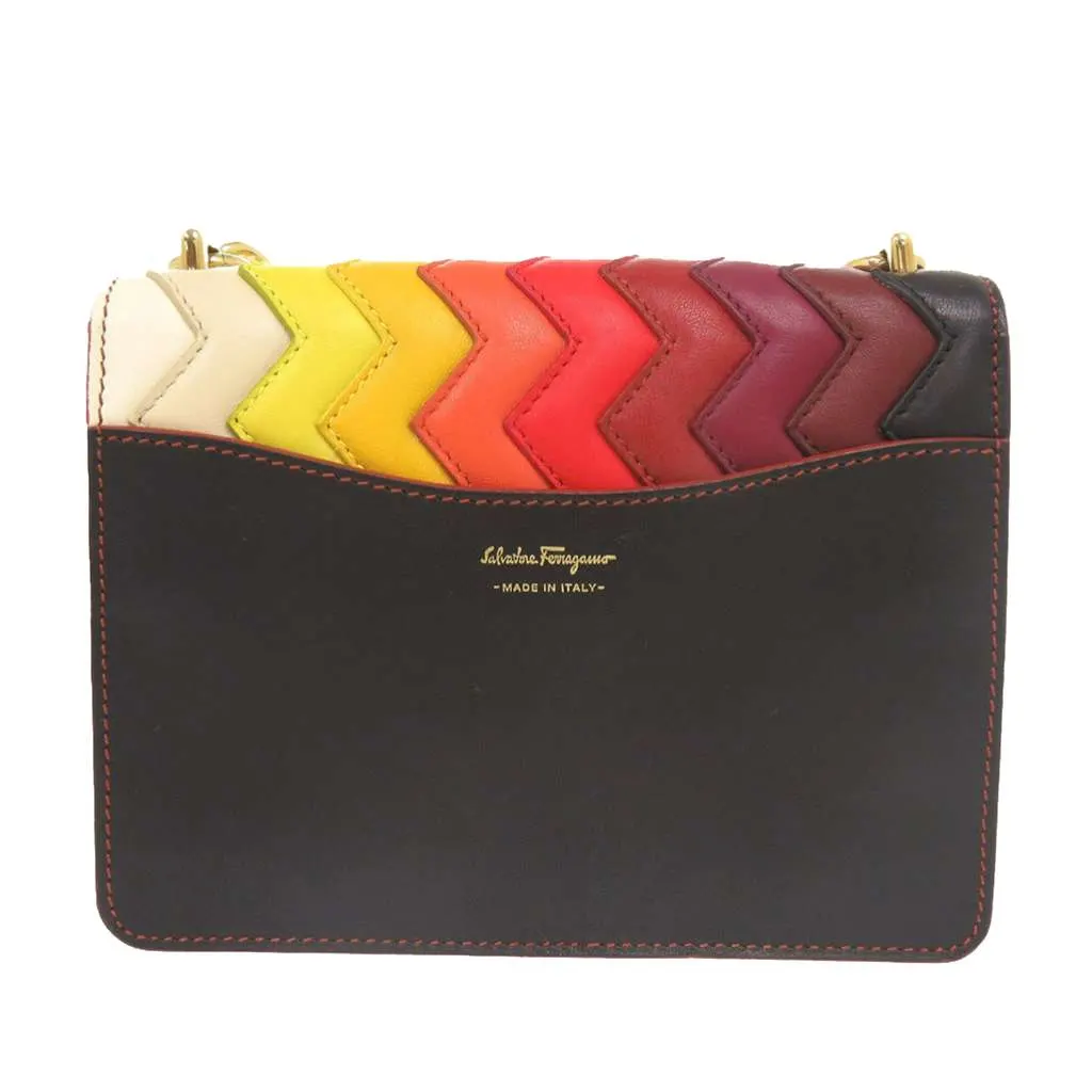 Salvatore Ferragamo Sara Battaglia Mini Leather Zigzag Gancini Crossbody Red Leather Very good - Back View