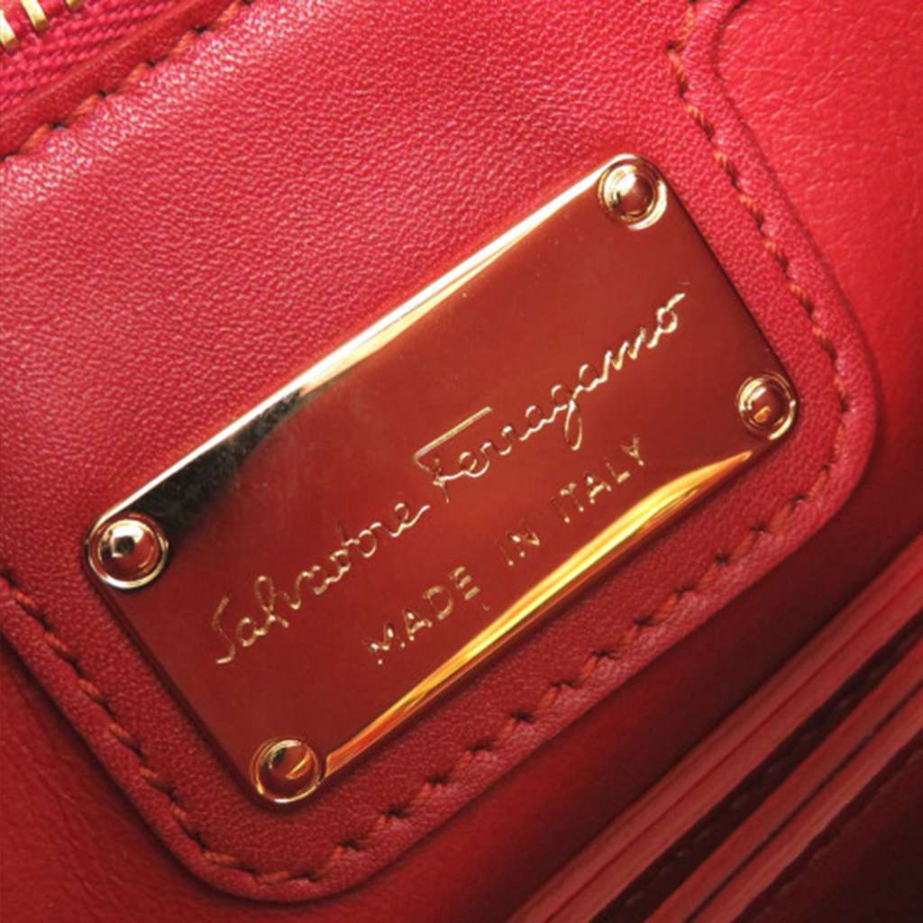 Salvatore Ferragamo Sara Battaglia Mini Leather Zigzag Gancini Crossbody Red Leather Good condition - Model View