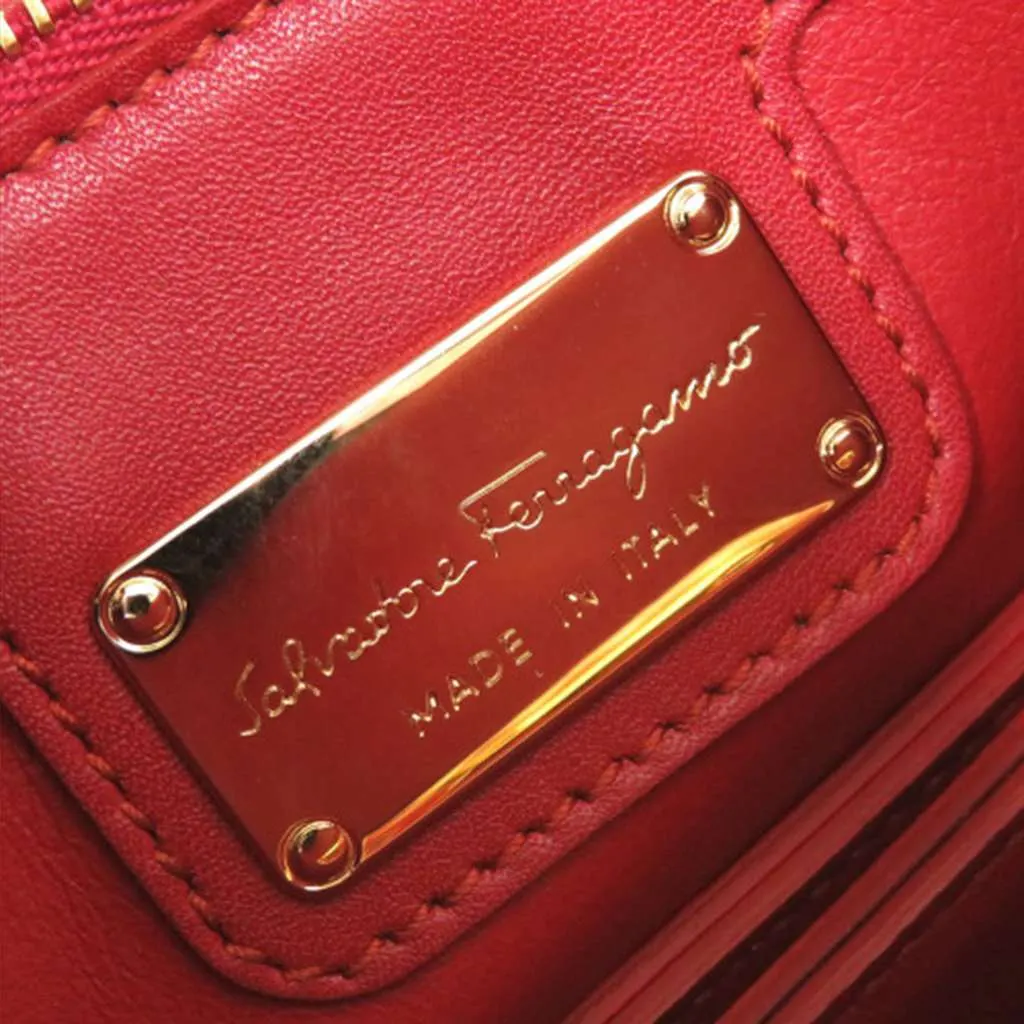 Salvatore Ferragamo Sara Battaglia Mini Leather Zigzag Gancini Crossbody Red Leather Very good - Model View