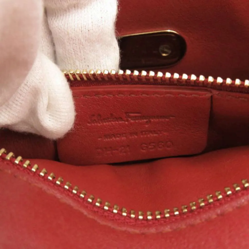 Salvatore Ferragamo Sara Battaglia Mini Leather Zigzag Gancini Crossbody Red Leather Very good - Box View