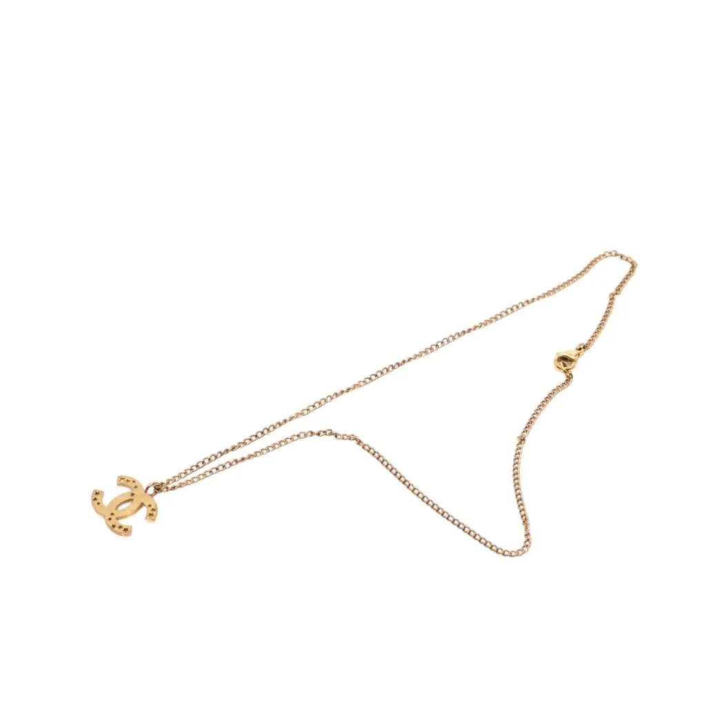 Chanel Gold Plated CC Star Pendant Necklace Gold Metal Very good - Front View