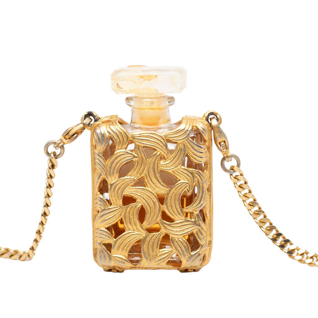 Chanel Gold Plated Perfume Bottle Necklace Gold Metal Good condition - Back View