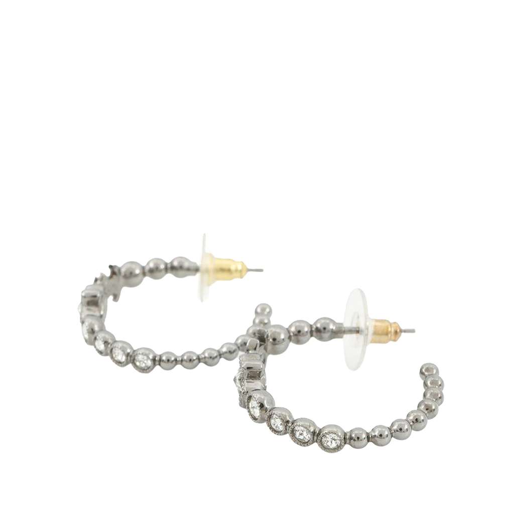 Chanel CC Silver Plated Crystal Star Push Back Earrings Silver Metal Good condition - Back View