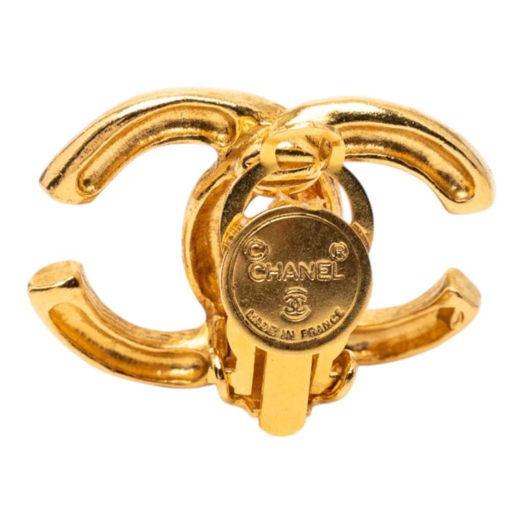 Chanel Gold Plated CC Clip On Earrings Gold Metal Good condition - Inside View