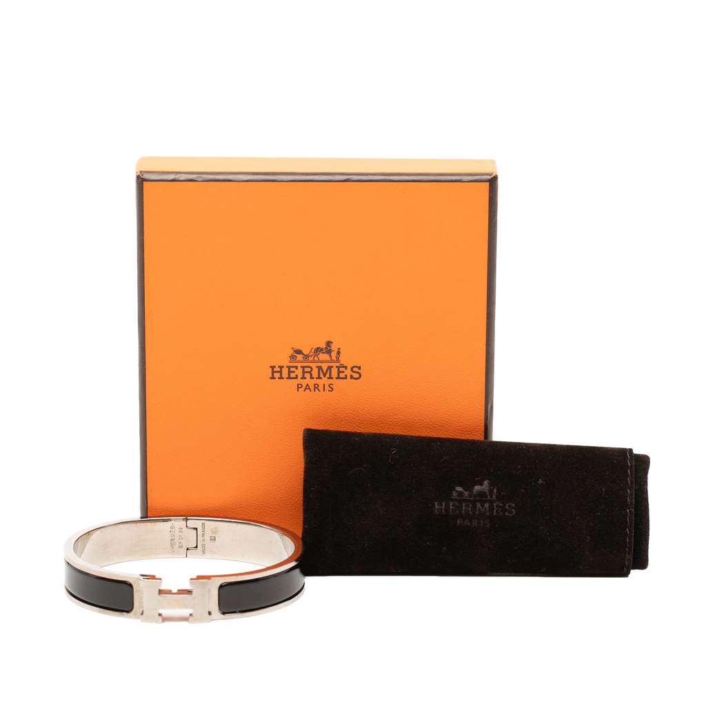 Hermès Narrow Enamel Clic H Bracelet PM Black Good condition - Box View