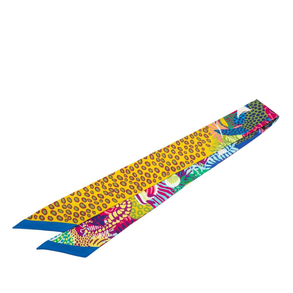 Hermès Under the Waves Twilly Silk Scarf Yellow Silk Very good condition - Back View