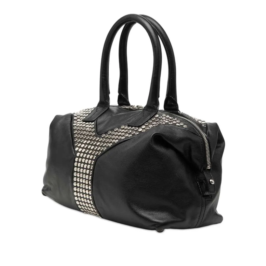 Saint Laurent Leather Studded Easy Y Handbag Black Leather Very good - Back View