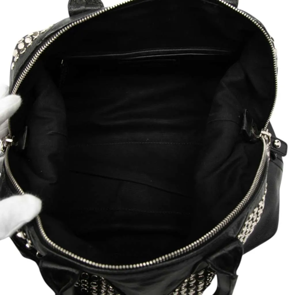 Saint Laurent Leather Studded Easy Y Handbag Black Leather Very good - Model View