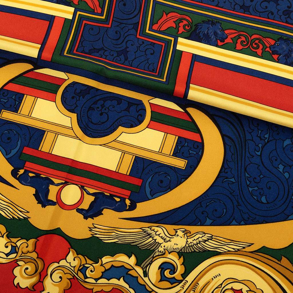 Hermès Animaux Solaires Silk Scarf 90 Red Silk Good condition - Inside View