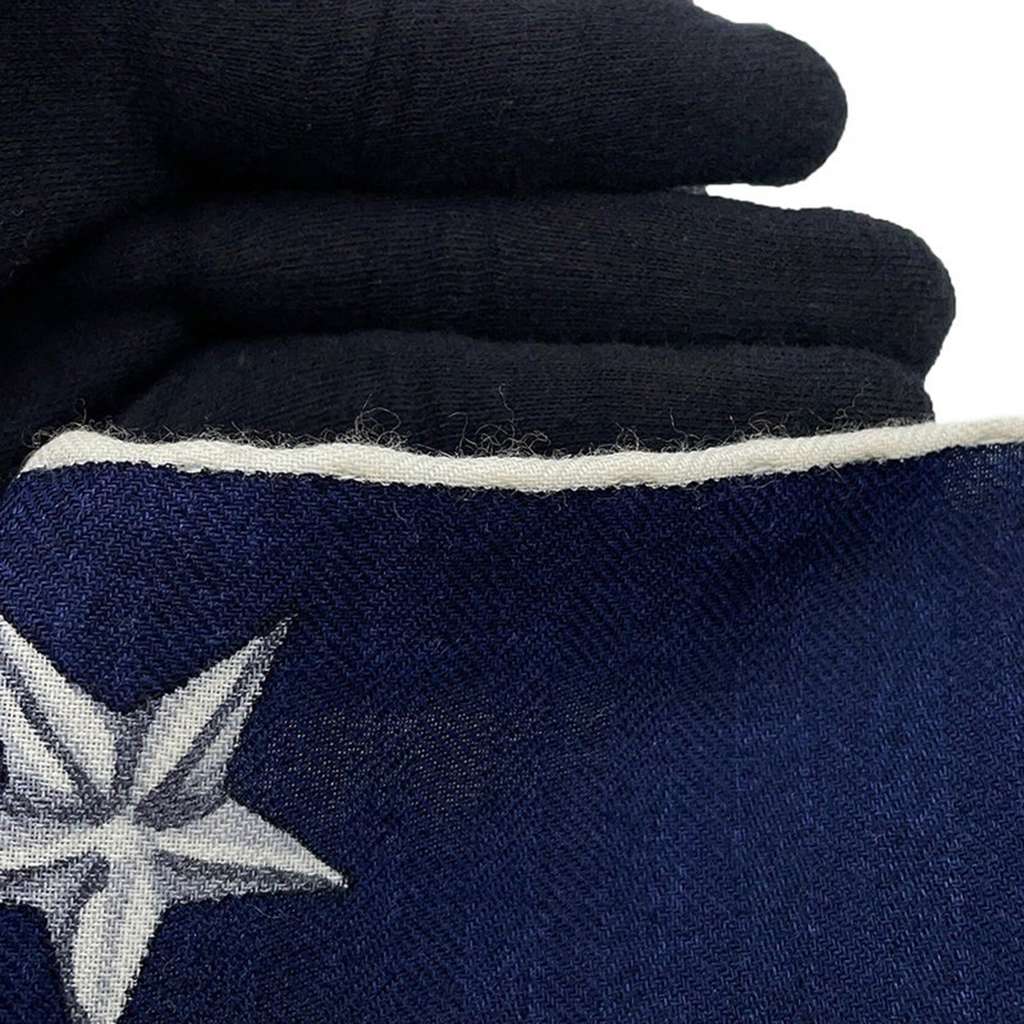 Hermès Chorus Stellarum Cashmere Silk Scarf Blue Wool Good condition - Box View