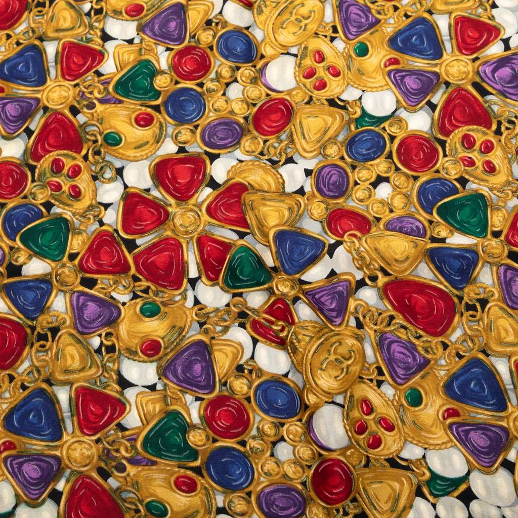 Chanel Silk Gripoix Pattern Scarf MultiColor Silk Good condition - Box View