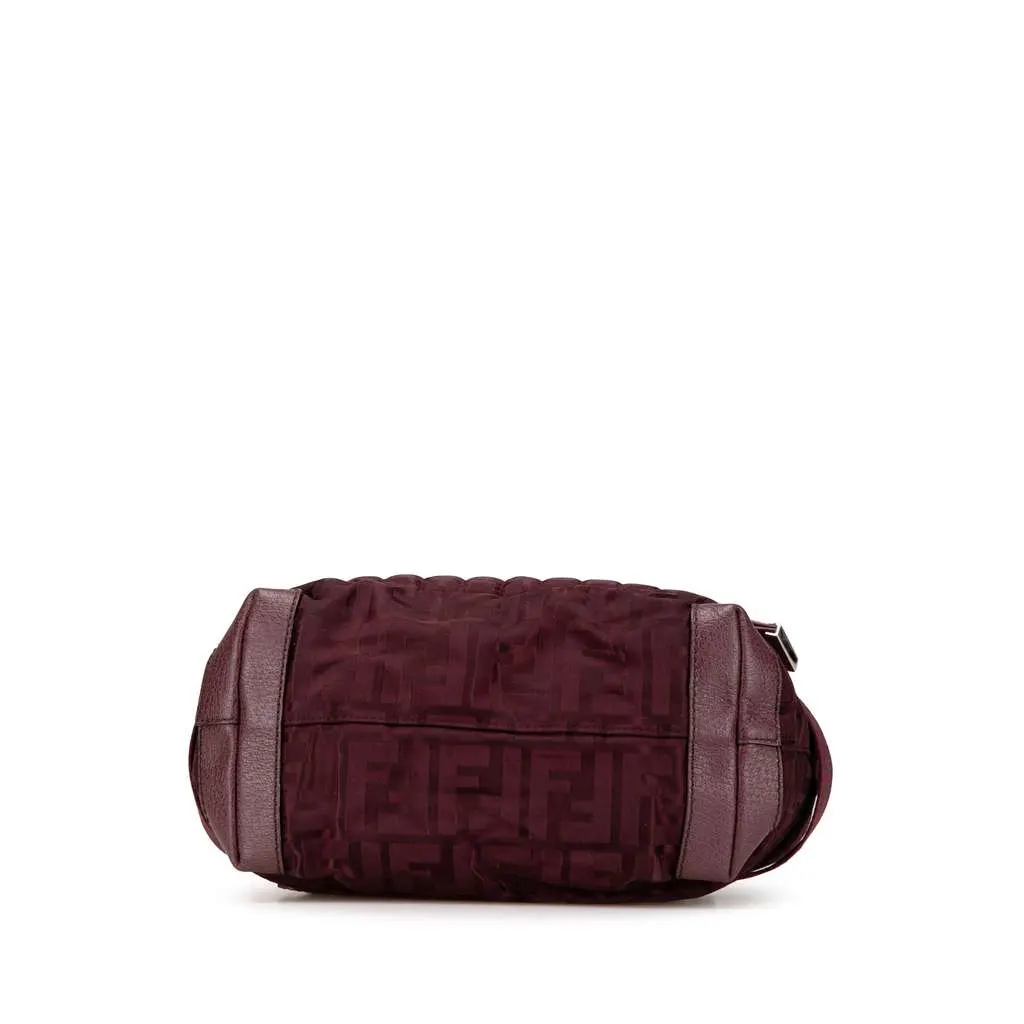 Fendi Zucca Nylon Zip Code Handbag Red Good - Inside View
