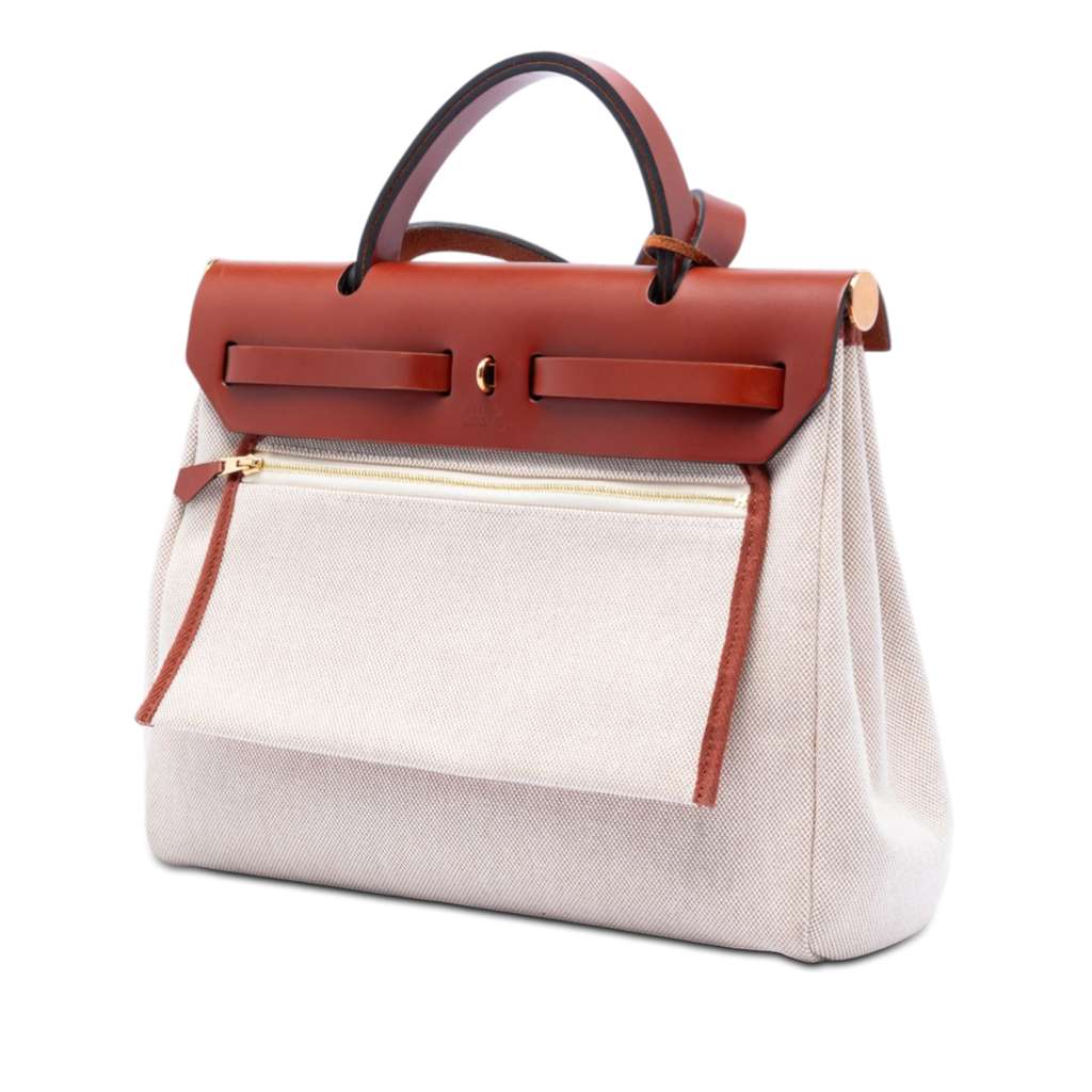 Hermès Toile H and Vache Hunter Brides de Gala Herbag Zip 31 Beige Canvas Good condition - Back View