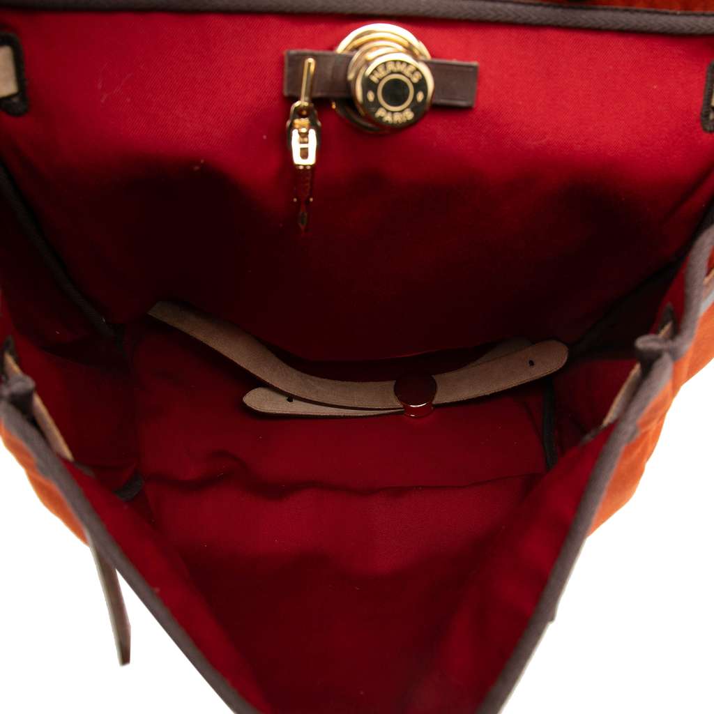Hermès Toile Herbag Backpack PM Orange Canvas Good condition - Model View