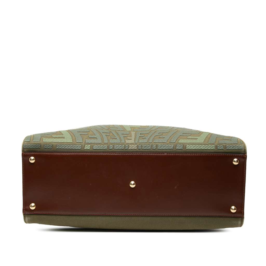 Fendi Sarah Coleman Zucca Embroidered Canvas Fish Eye Vertigo Peekaboo X Tote Green Canvas Good condition - Inside View