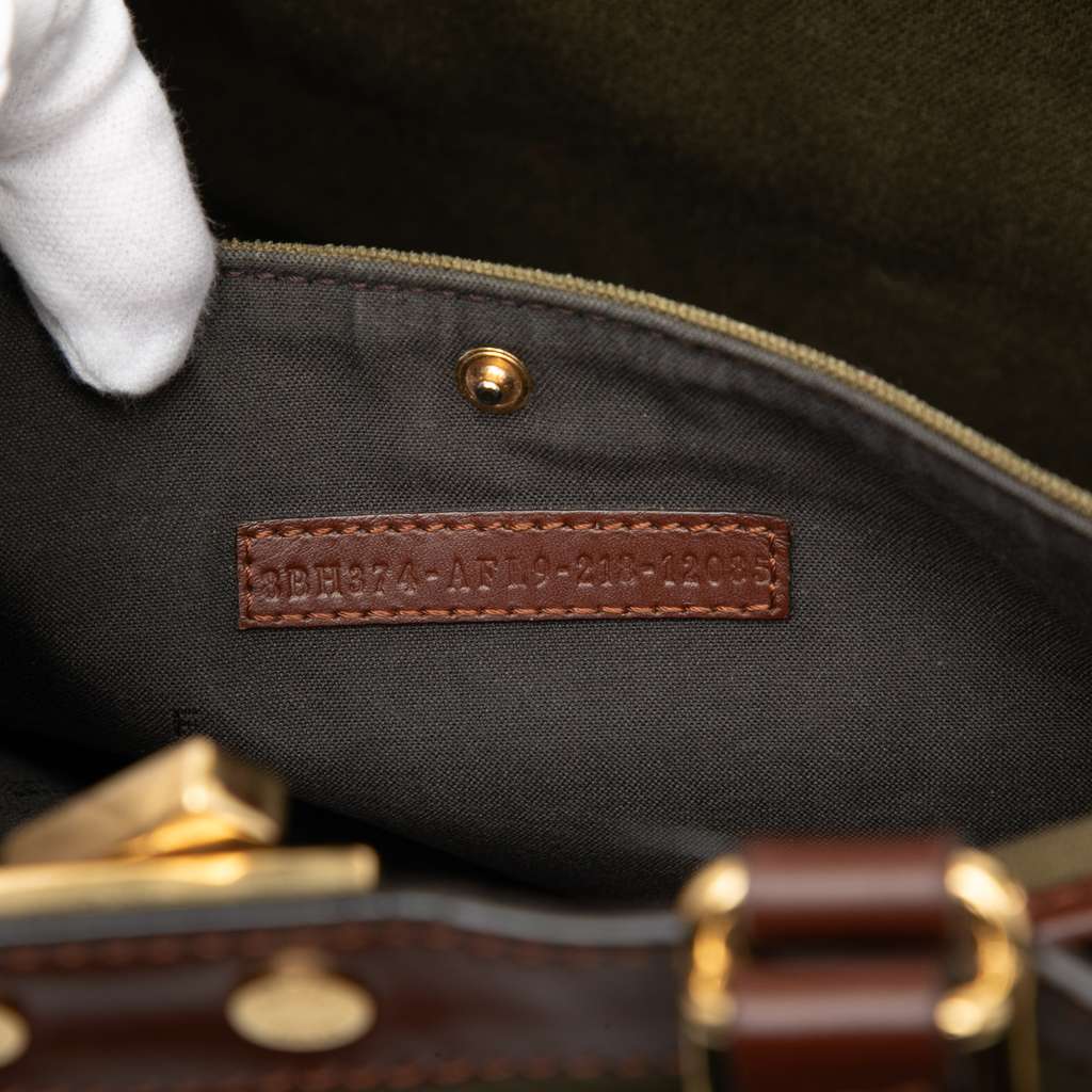 Fendi Sarah Coleman Zucca Embroidered Canvas Fish Eye Vertigo Peekaboo X Tote Green Canvas Good condition - Box View