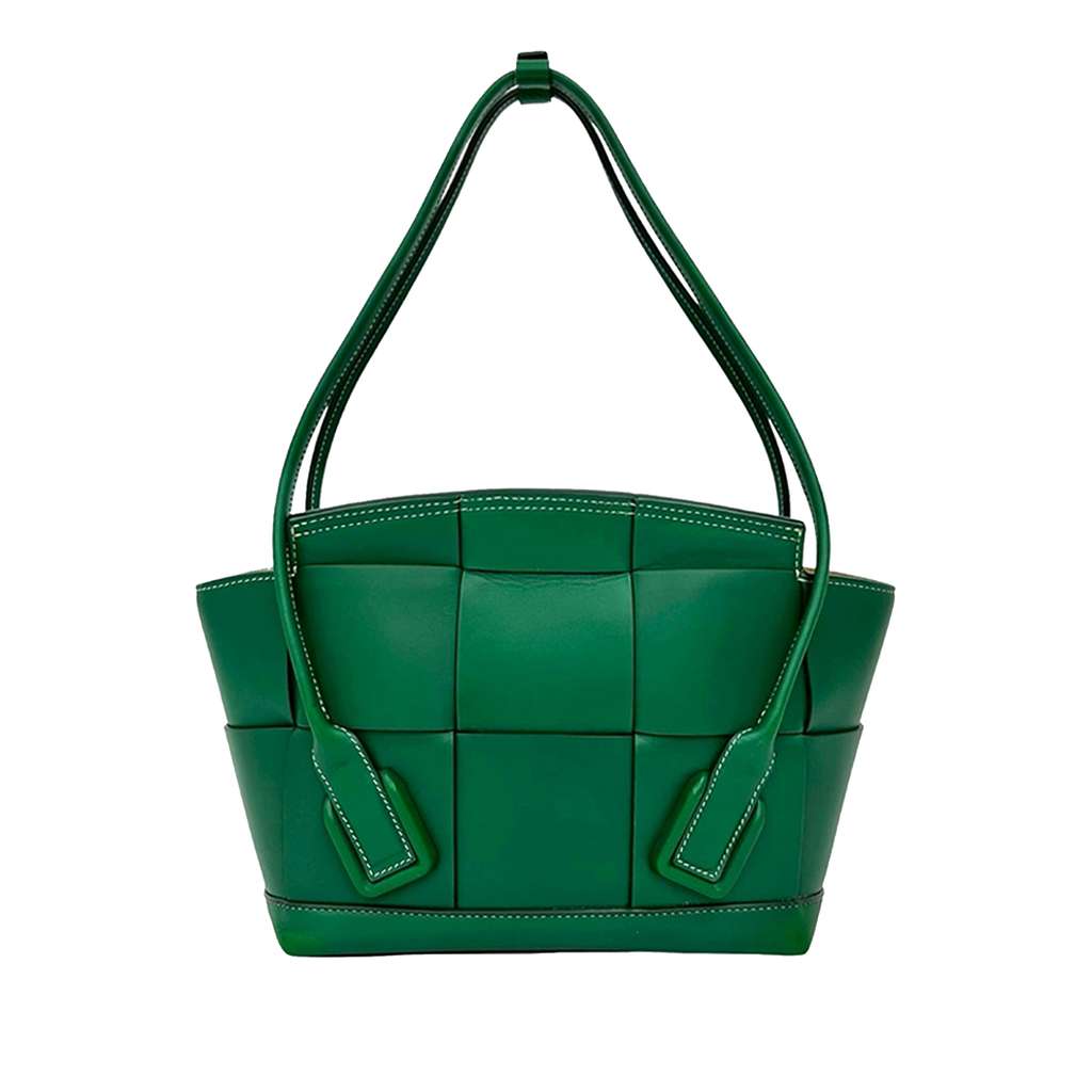 Bottega Veneta Small Calfskin Maxi Intrecciato Arco Satchel Green Leather Good condition - Back View
