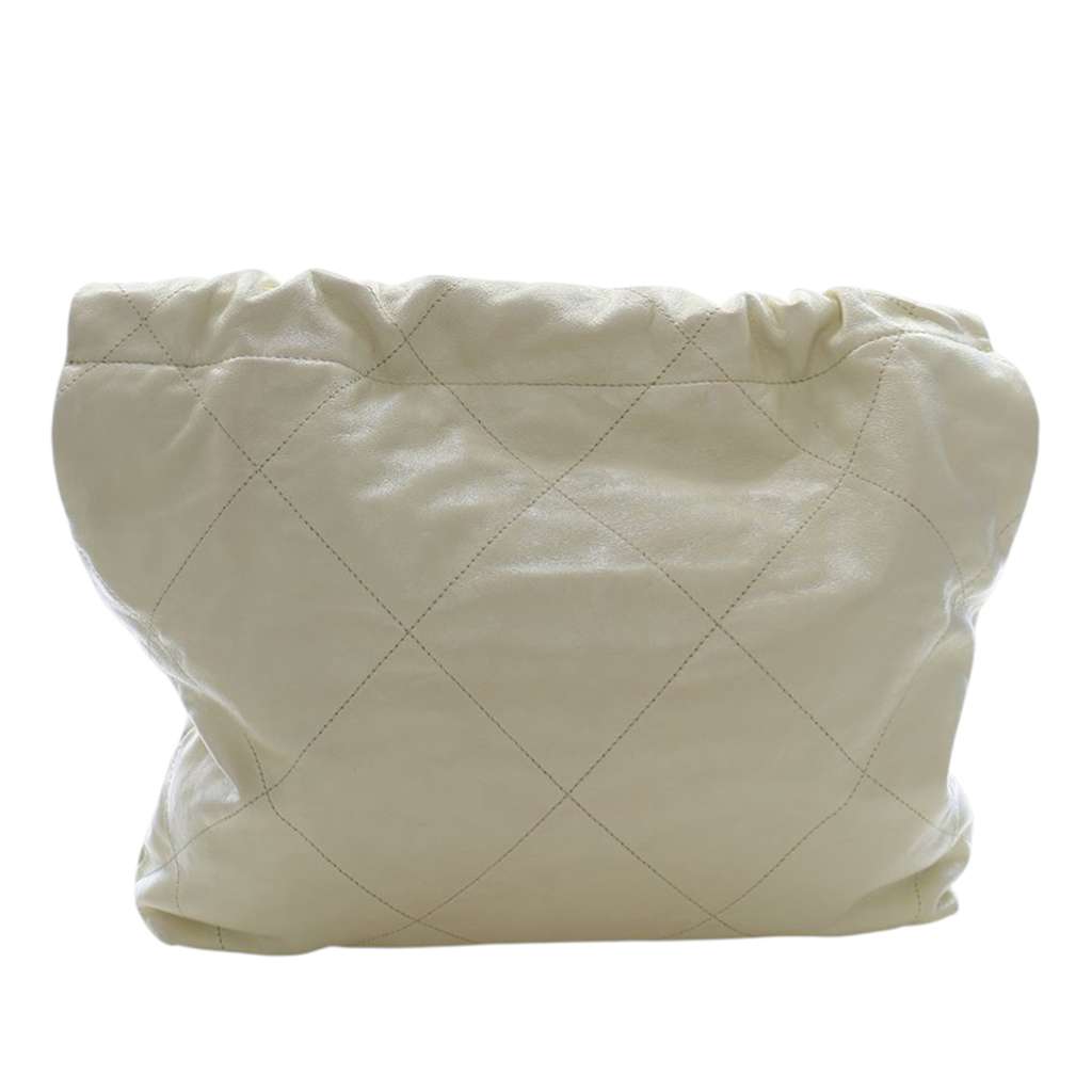 Chanel Small Quilted Shiny Calfskin 22 Handbag Yellow Leather Good condition - Model View