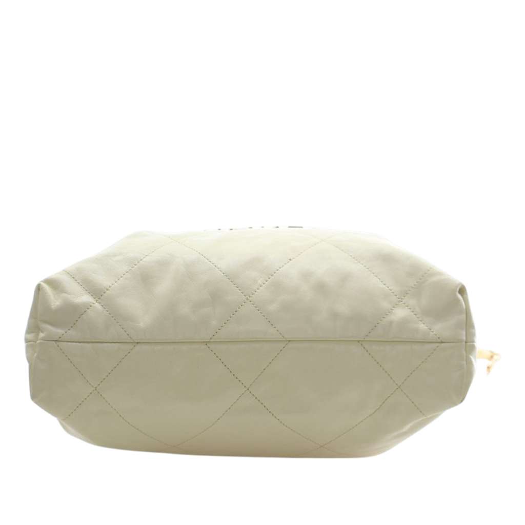 Chanel Small Quilted Shiny Calfskin 22 Handbag Yellow Leather Good condition - Box View