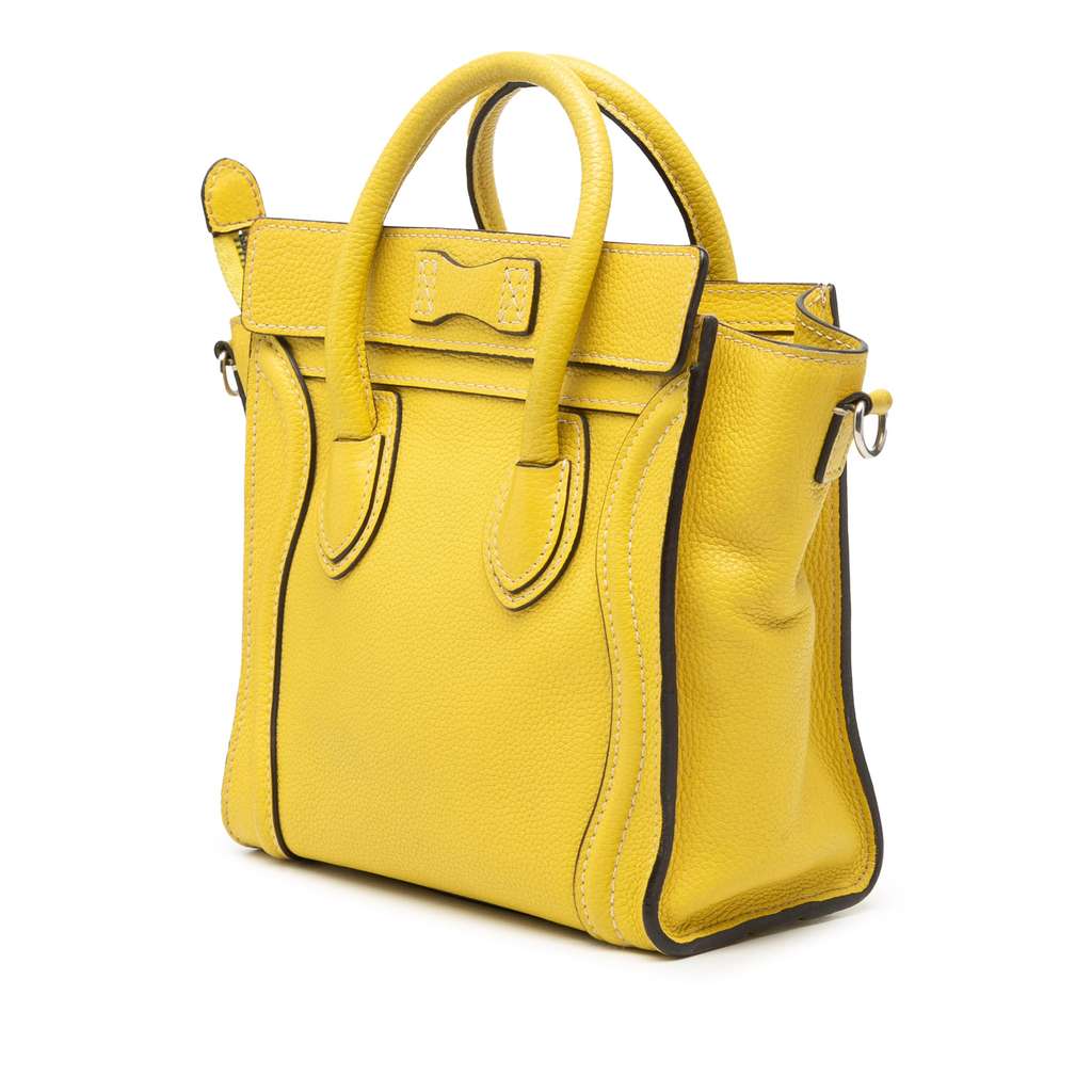 Celine Nano Grained Calfskin Luggage Tote Yellow Leather Good condition - Back View