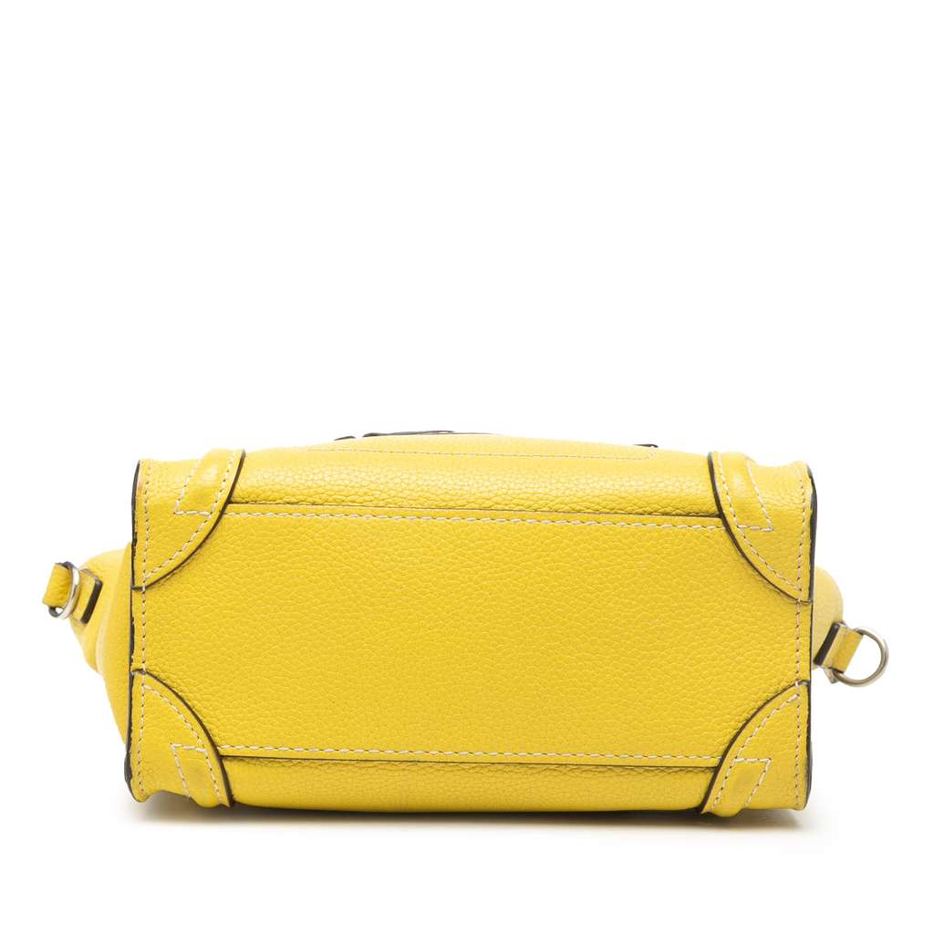 Celine Nano Grained Calfskin Luggage Tote Yellow Leather Good condition - Inside View