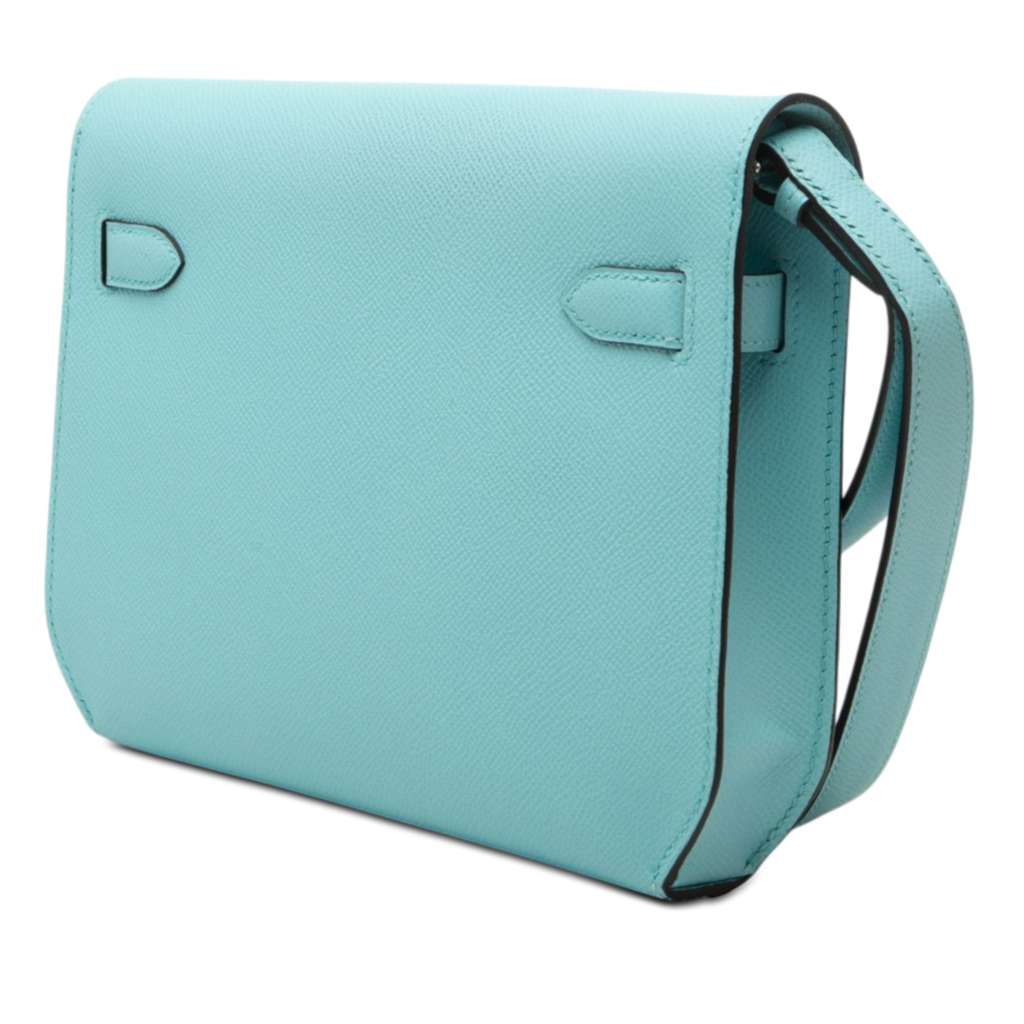 Hermès Epsom Kelly Depeches Pouch 25 Blue Leather Good condition - Back View