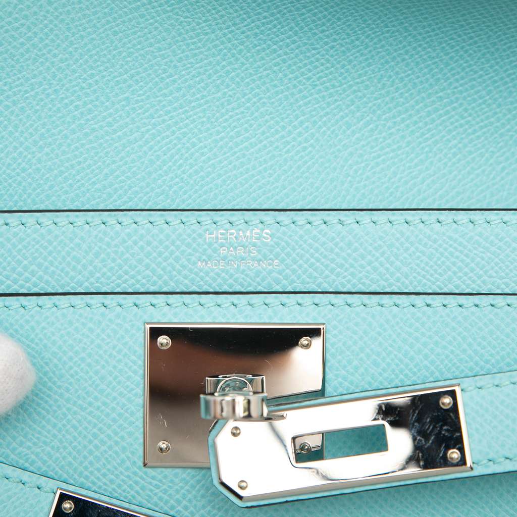 Hermès Epsom Kelly Depeches Pouch 25 Blue Leather Good condition - Box View