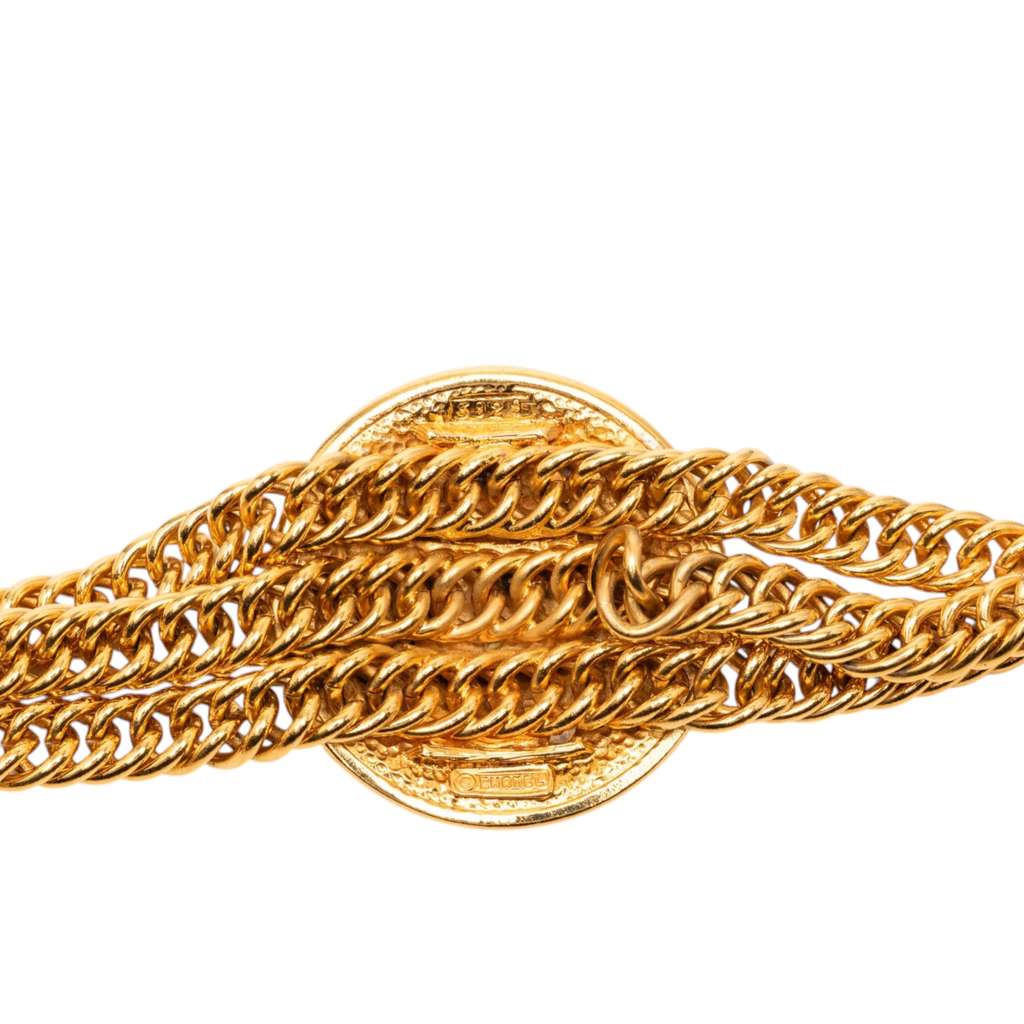 Chanel Gold Plated Medallion Multistrand Chain Choker Necklace Gold Metal Good condition - Inside View