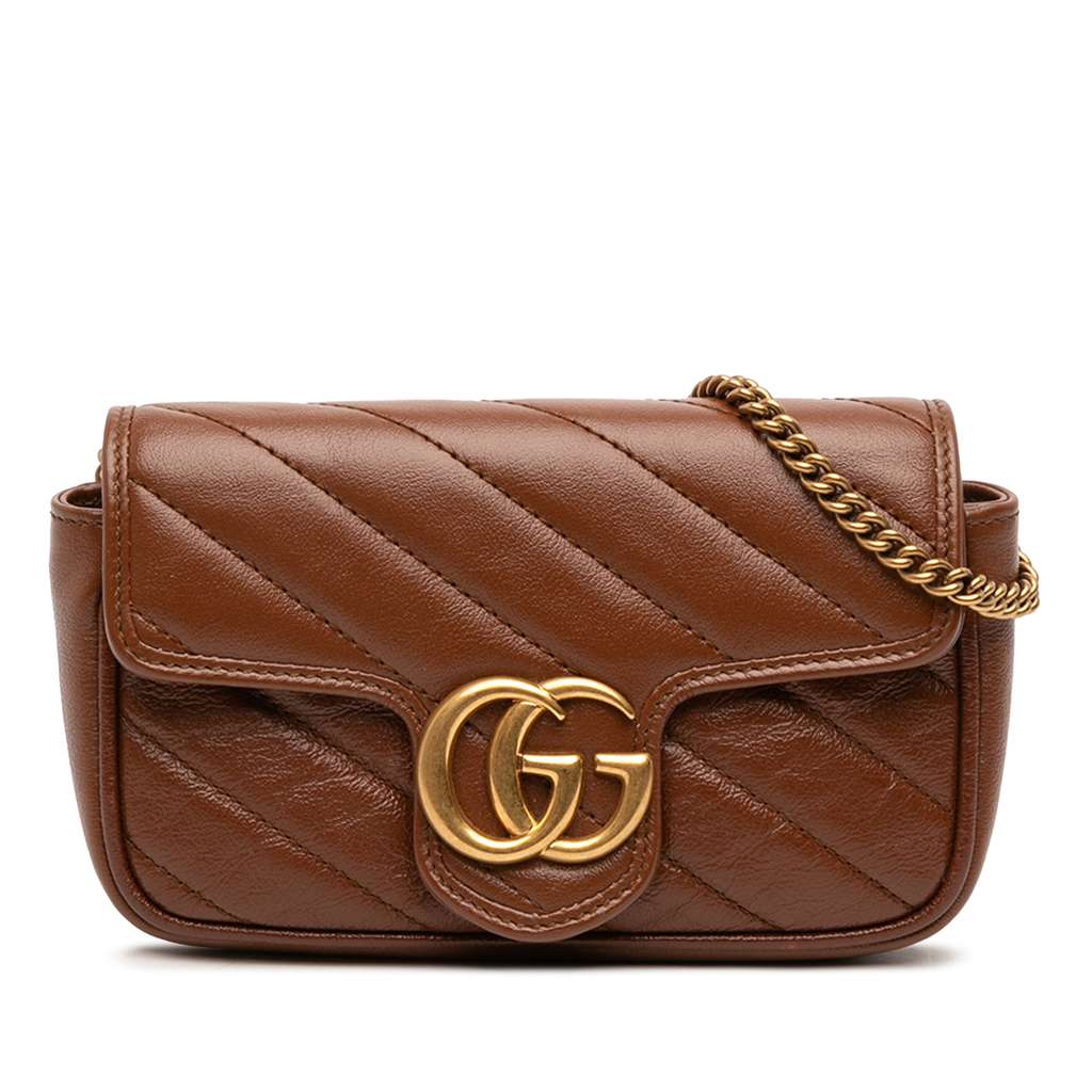 Gucci Mini GG Marmont Matelasse Diagonal Leather Flap Crossbody