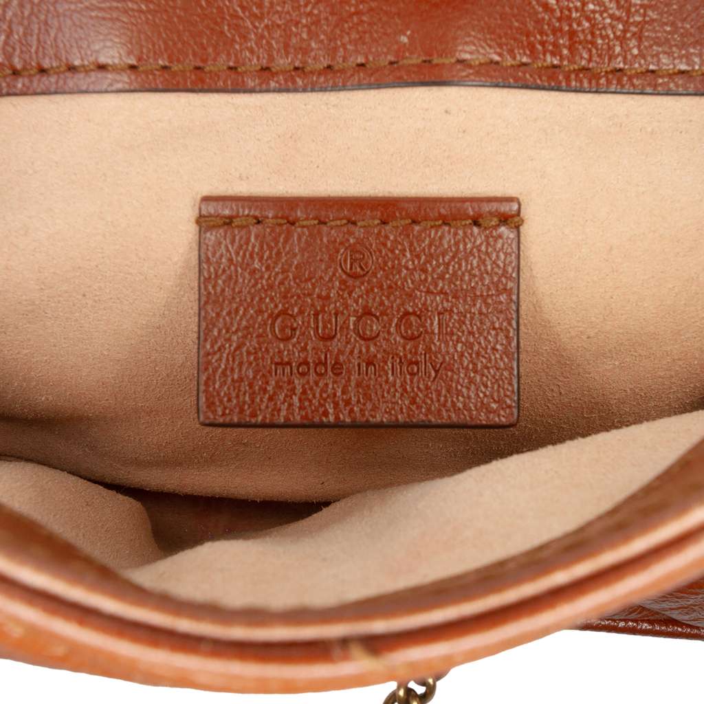 Gucci Mini GG Marmont Matelasse Diagonal Leather Flap Crossbody Brown Leather Good condition - Box View