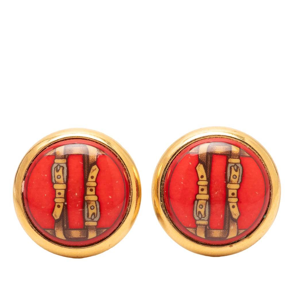 Hermès Enamel Clip On Earrings