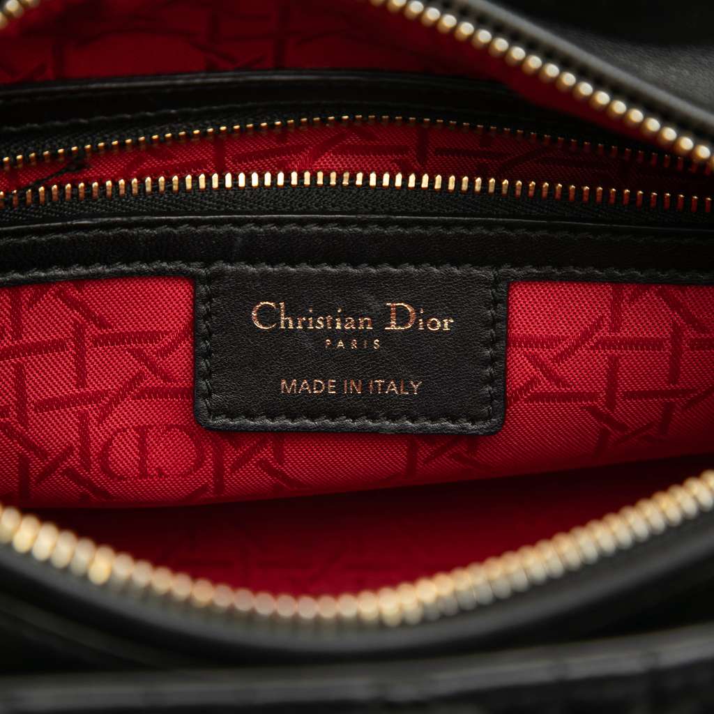 Dior Medium Lambskin Cannage Lady Dior Black Leather Good condition - Box View